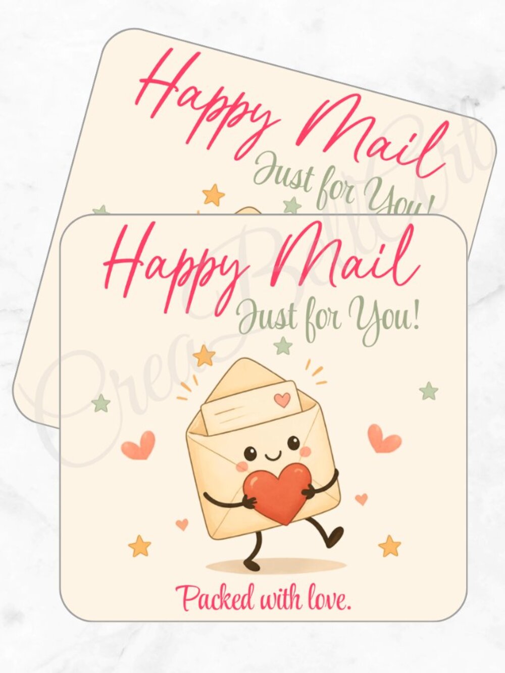 60 Pack Mail Square Shaped Thank You Cards
